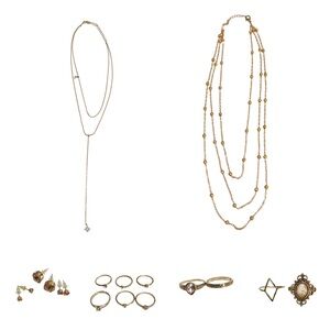 Necklace, Stud Earring & Ring Costume Jewelry Bundle